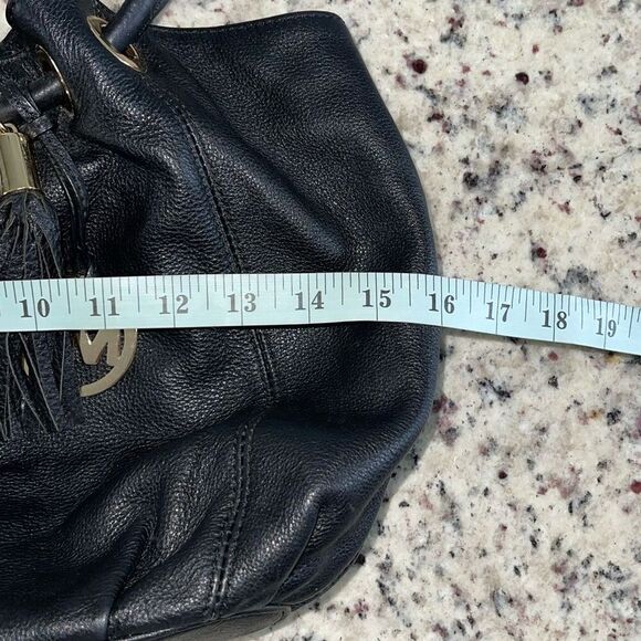 Michael Kors Womens Leather Ring Handle Hobo Handbag Black - Picture 11 of 11